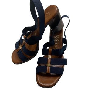 ITALIAN Shoemakers Navy Blue & Camel Brown Heels